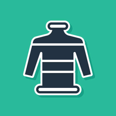 Blue Christmas sweater with norwegian ornaments and holidays decorations icon isolated on green background. Knitted winter jumper. Vectorのイラスト素材