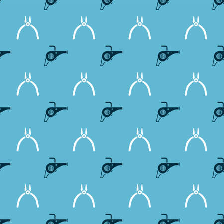 Set Leaf garden blower and Pliers tool on seamless pattern. Vectorのイラスト素材