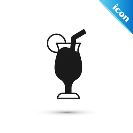 Grey Cocktail and alcohol drink icon isolated on white background. Vectorのイラスト素材