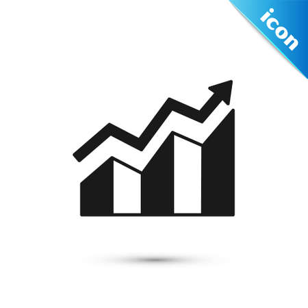 Grey Financial growth increase icon isolated on white background. Increasing revenue. Vectorのイラスト素材