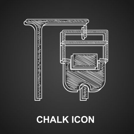 Chalk IV bag icon isolated on black background. Blood bag. Donate blood concept. The concept of treatment and therapy, chemotherapy. Vectorのイラスト素材