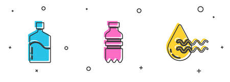 Set Big bottle with clean water, Bottle of and Recycle aqua icon. Vectorのイラスト素材