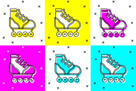 Set Roller skate icon isolated on color background. Vectorのイラスト素材