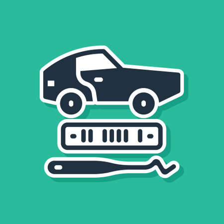 Blue Car theft icon isolated on green background. Vectorのイラスト素材