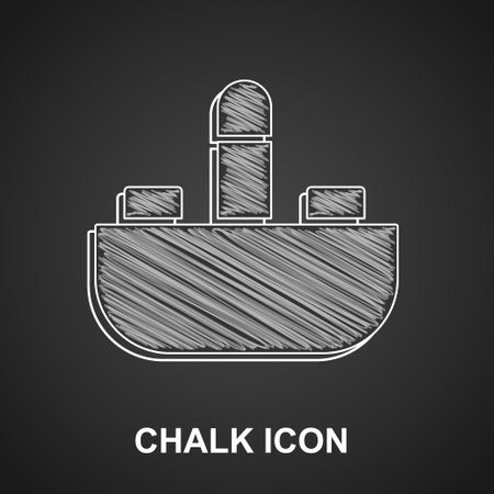 Chalk Washbasin with water tap icon isolated on black background. Vectorのイラスト素材