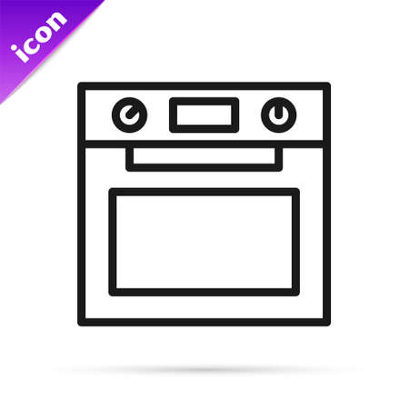 Black line Oven icon isolated on white background. Stove gas oven sign. Vectorのイラスト素材