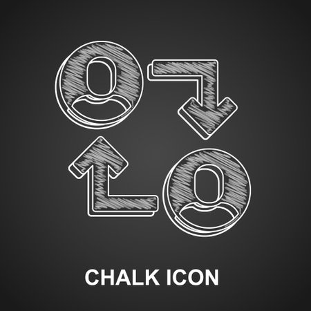 Chalk Project team base icon isolated on black background. Business analysis and planning, consulting, team work, project management. Vectorのイラスト素材