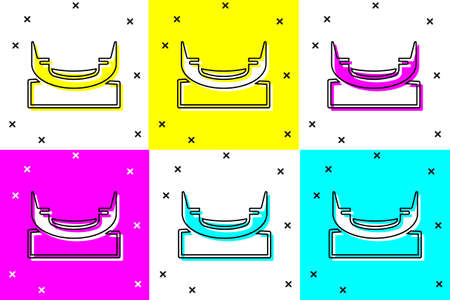 Set Boat swing icon isolated on color background. Childrens entertainment playground. Attraction riding ship, swinging boat. Amusement park. Vectorのイラスト素材