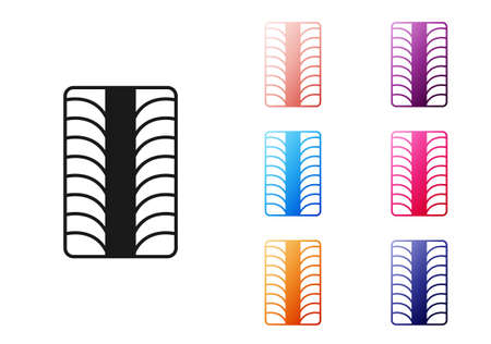 Black Car tire wheel icon isolated on white background. Set icons colorful. Vectorのイラスト素材