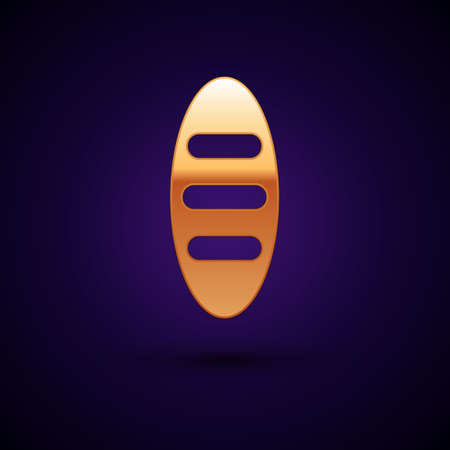 Gold Bread loaf icon isolated on black background. Vectorのイラスト素材
