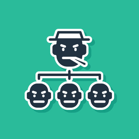 Blue Mafia icon isolated on green background. Boss and gangsters. Vectorのイラスト素材