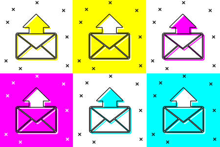 Set Mail and e-mail icon isolated on color background. Envelope symbol e-mail. Email message sign. Vectorのイラスト素材