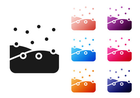 Black Snowfall icon isolated on white background. Snow falling winter snowflakes christmas new year. Merry Christmas and Happy New Year. Set icons colorful. Vectorのイラスト素材
