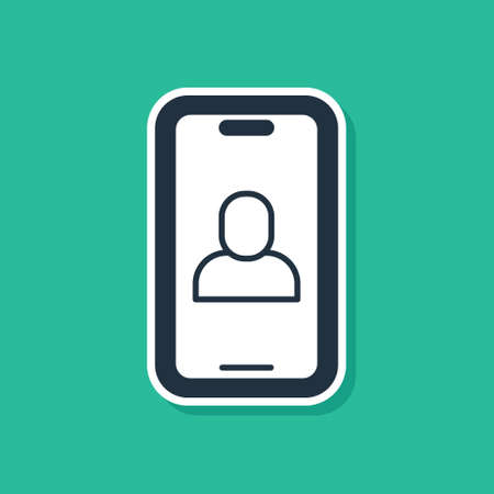 Blue Video chat conference icon isolated on green background. Online meeting work form home. Remote project management. Vectorのイラスト素材