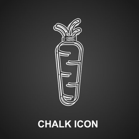 Chalk Carrot icon isolated on black background. Vectorのイラスト素材