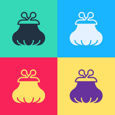 Pop art Wallet icon isolated on color background. Purse icon. Cash savings symbol. Vectorのイラスト素材