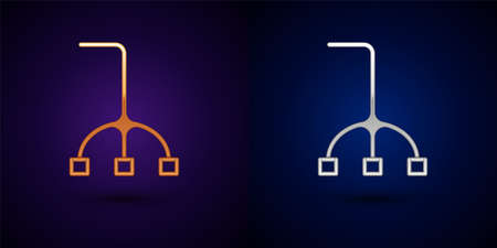 Gold and silver Walking stick cane icon isolated on black background. Vectorのイラスト素材