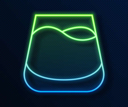 Glowing neon line Glass of whiskey icon isolated on blue background. Vectorのイラスト素材