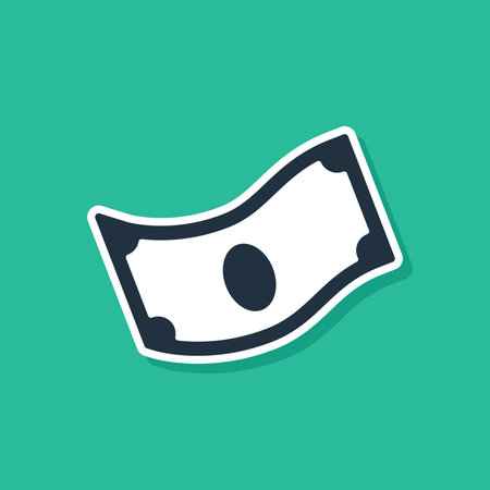 Blue Stacks paper money cash icon isolated on green background. Money banknotes stacks. Bill currency. Vectorのイラスト素材