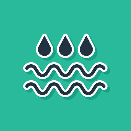 Blue Wave with water drop icon isolated on green background. Vectorのイラスト素材