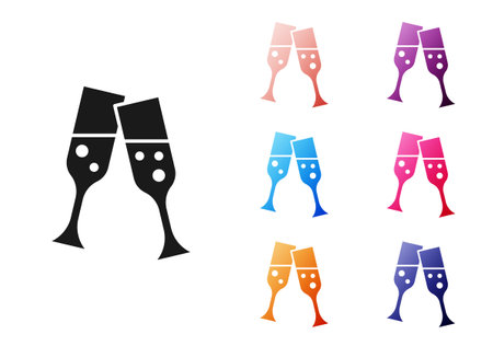 Black Glass of champagne icon isolated on white background. Set icons colorful. Vectorのイラスト素材