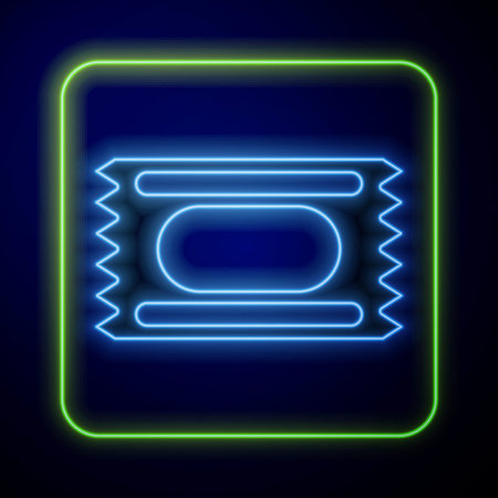 Glowing neon Circus ticket icon isolated on blue background. Amusement park. Vectorのイラスト素材