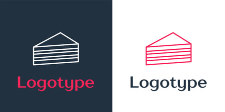 Logotype line Cake icon isolated on white background. Happy Birthday.