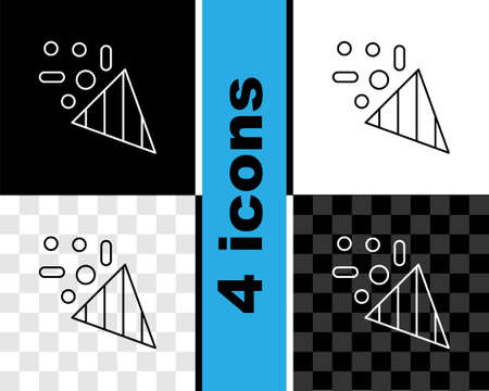 Set line Festive confetti icon isolated on black and white, transparent background. Vectorのイラスト素材