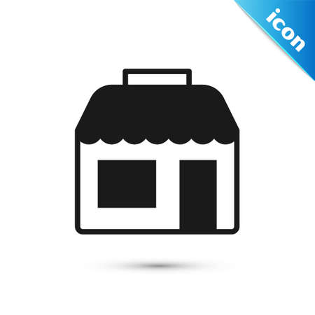 Grey Shopping building or market store icon isolated on white background. Shop construction. Vectorのイラスト素材