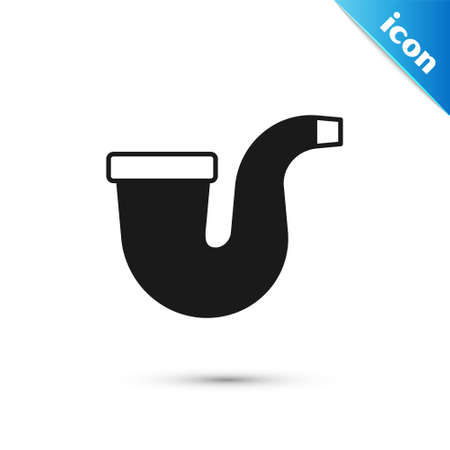Grey Smoking pipe with smoke icon isolated on white background. Tobacco pipe. Vectorのイラスト素材