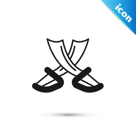 Grey Crossed pirate swords icon isolated on white background. Sabre sign. Vectorのイラスト素材