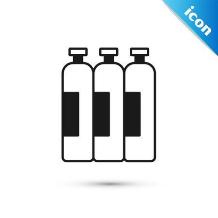 Grey Industrial gas cylinder tank for all inert and mixed inert gases icon isolated on white background. Vectorのイラスト素材