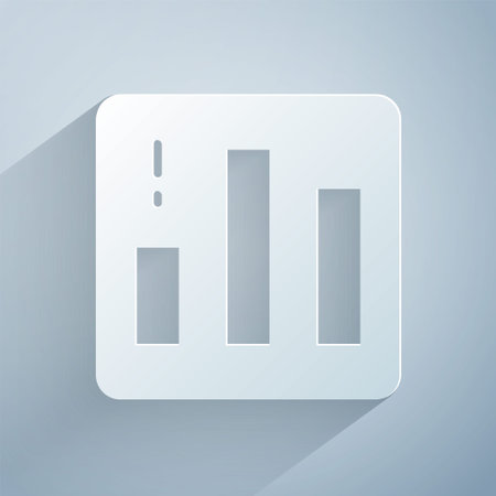 Paper cut Pie chart infographic icon isolated on grey background. Diagram chart sign. Paper art style. Vectorのイラスト素材