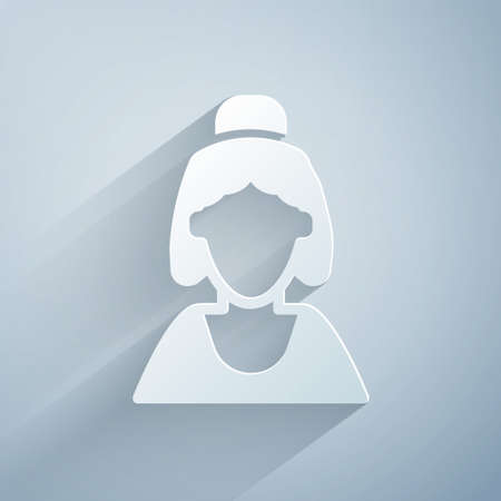 Paper cut Consultant seller of a jewelry store icon isolated on grey background. Paper art style. Vectorのイラスト素材