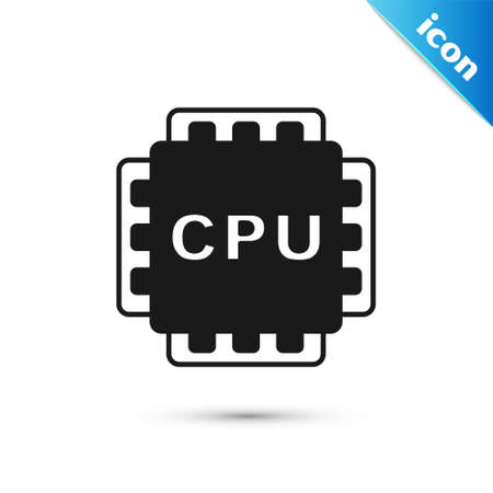 Grey Computer processor with microcircuits CPU icon isolated on white background. Chip or cpu with circuit board. Micro processor. Vectorのイラスト素材