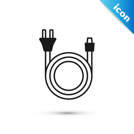 Grey Electric plug icon isolated on white background. Concept of connection and disconnection of the electricity. Vectorのイラスト素材