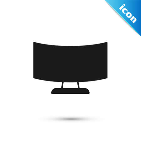 Grey Computer monitor screen icon isolated on white background. Electronic device. Front view. Vectorのイラスト素材