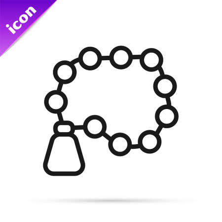 Black line Rosary beads religion icon isolated on white background. Vectorのイラスト素材