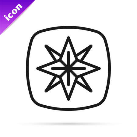 Black line Wind rose icon isolated on white background. Compass icon for travel. Navigation design. Vectorのイラスト素材