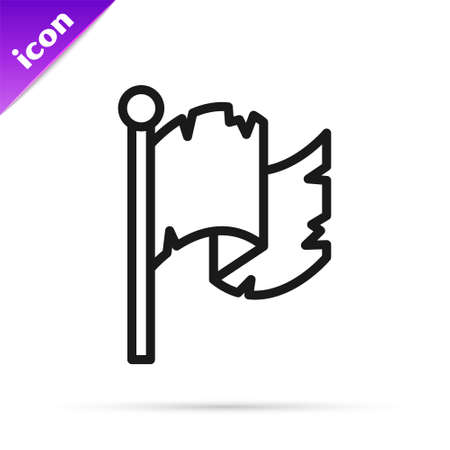 Black line Pirate flag icon isolated on white background. Vectorのイラスト素材
