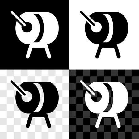 Set Ramadan drum icon isolated on black and white, transparent background. Vectorのイラスト素材