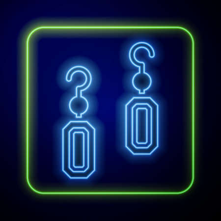 Glowing neon Earrings icon isolated on blue background. Jewelry accessories. Vectorのイラスト素材
