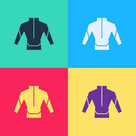 Pop art Wetsuit for scuba diving icon isolated on color background. Diving underwater equipment. Vectorのイラスト素材