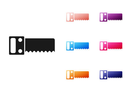 Black Hand saw icon isolated on white background. Set icons colorful. Vectorのイラスト素材