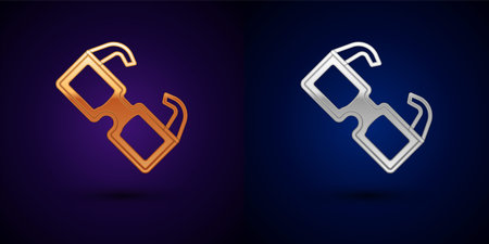 Gold and silver Eyeglasses icon isolated on black background. Vectorのイラスト素材