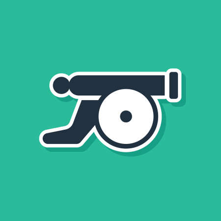 Blue Ramadan cannon icon isolated on green background. Vectorのイラスト素材