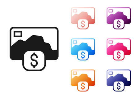 Black Credit card icon isolated on white background. Online payment. Cash withdrawal. Financial operations. Shopping sign. Set icons colorful. Vectorのイラスト素材