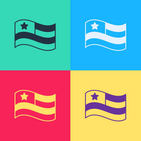 Pop art American flag icon isolated on color background. Flag of USA. United States of America. Vectorのイラスト素材