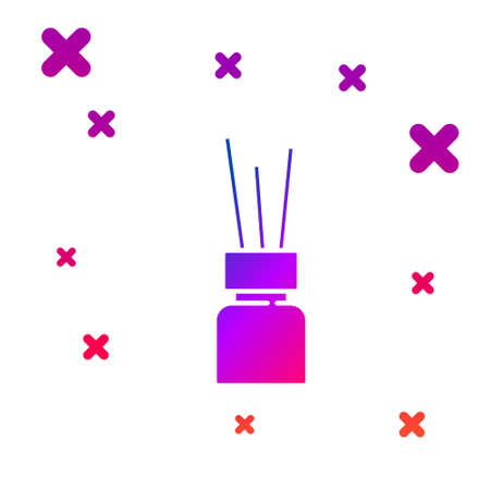 Color Aroma diffuser icon isolated on white background. Glass jar different with wooden aroma sticks. Gradient random dynamic shapes. Vectorのイラスト素材
