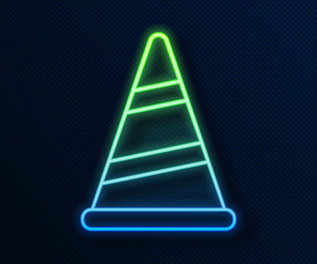Glowing neon line Party hat icon isolated on blue background. Birthday hat. Merry Christmas and Happy New Year. Vectorのイラスト素材